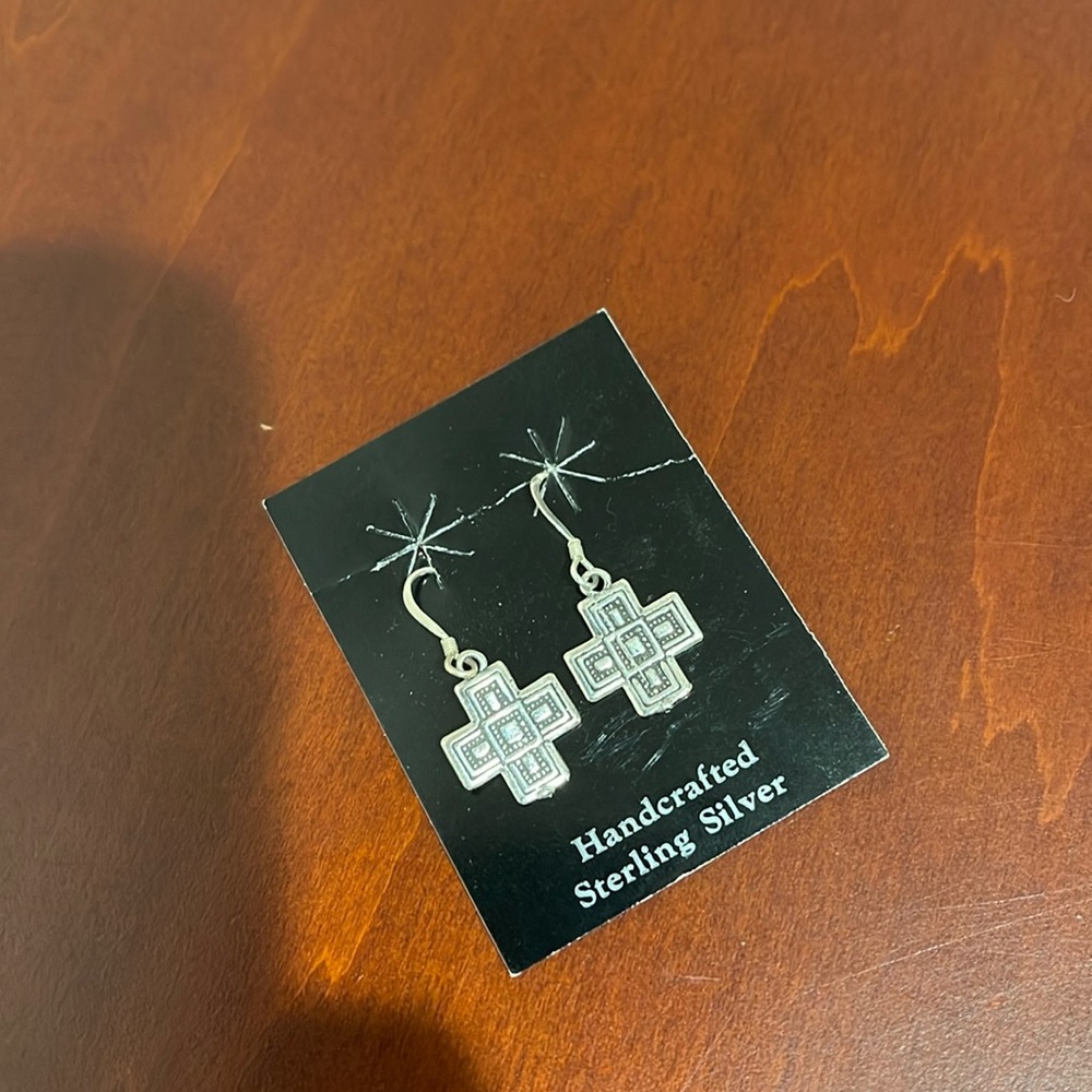 G & S Sterling Silver Little Cross Earrings from New Mexico